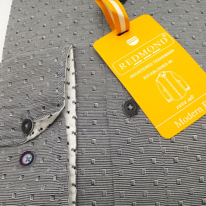 Redmond 100% pamut szürke mintás szövetű modern fit ing
