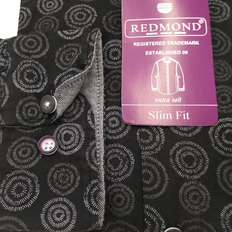 Redmond 100% pamut fekete kör mintás slim fit ing