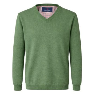 Adriano Guinari pulóver normál mohazöld V-nyakú dark-ivy-260306