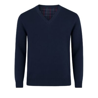 Adriano Guinari sötétkék V-nyakú pulóver Navy