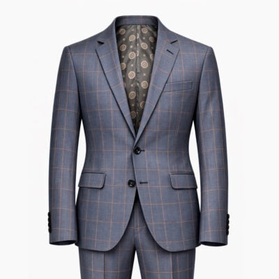 Felippe slim fit kék narancs nagy kockás öltöny Marco 1