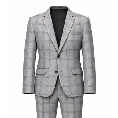 Felippe slim fit szürke barna-kék kockás öltöny Palermo