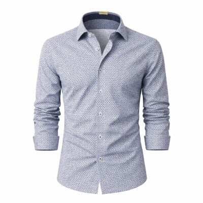 Goldenland smart fit kék-fehér mintás hosszú ujjú ing SSM-2554L