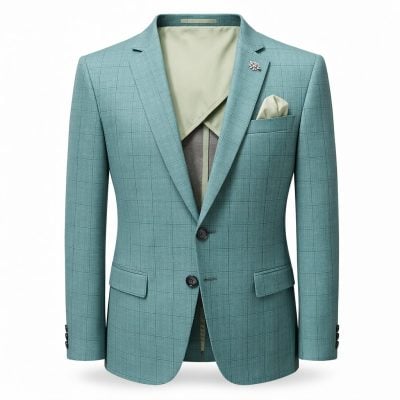 J Parker zakó karcsúsított (slim fit) türkizzöld kockás félig bélelt