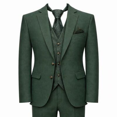 Lorenzo öltöny karcsúsított (slim fit) sötétzöld stretch, esküvői