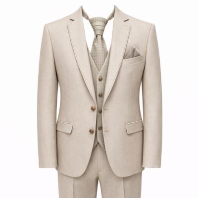 Lorenzo öltöny karcsúsított (slim fit) homokszín stretch, esküvői