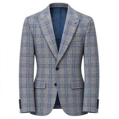 MNZ Black zakó karcsúsított (slim fit) szürke-kék kockás