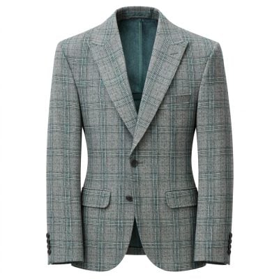 MNZ Black zakó karcsúsított (slim fit) szürke-zöld kockás