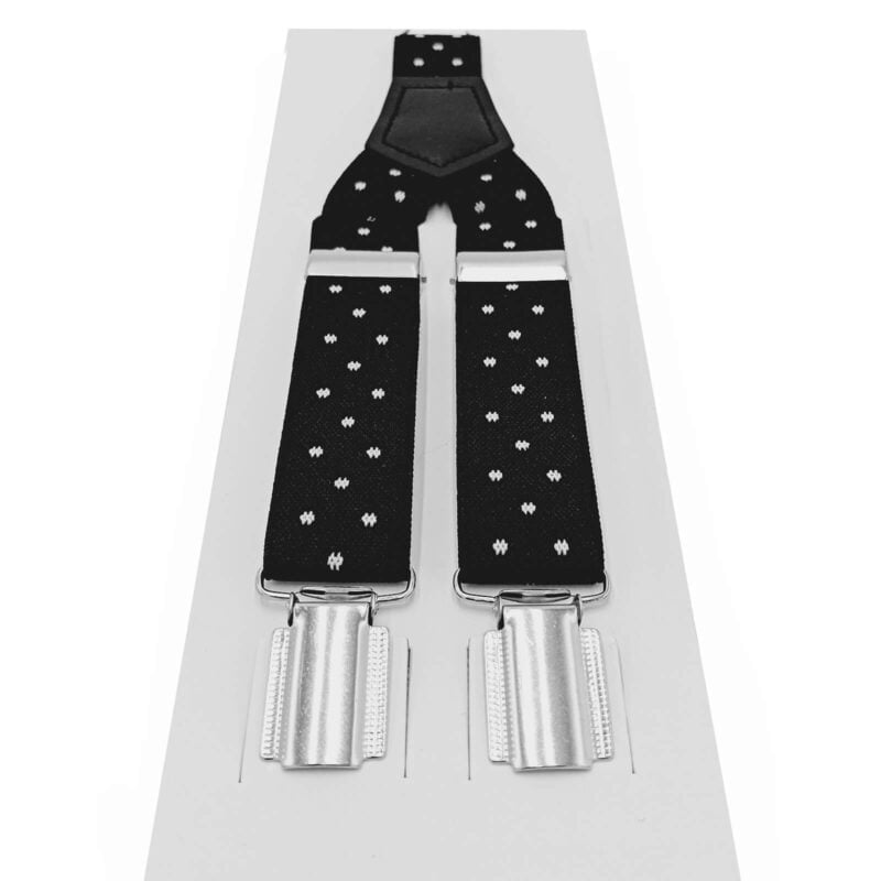 Newsmen 2.5 cm széles nadrágtartó fekete-fehér pöttyös