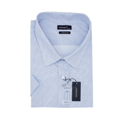 Newsmen kék-fehér apró mintás 80% pamut rövid ujjú ing