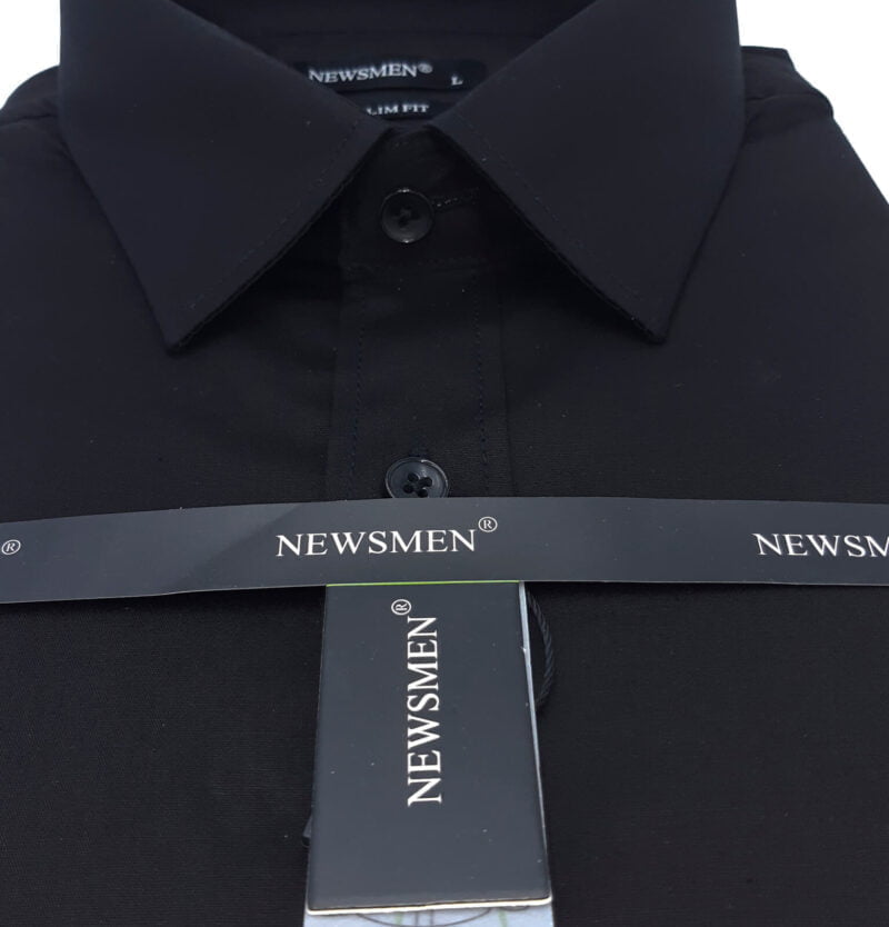 Newsmen, rövid ujjú, karcsúsított fekete ing