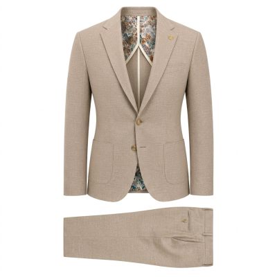 Oscar Man öltöny karcsúsított (slim fit) világos barna