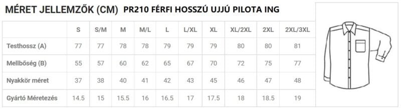 Valter, váll lapos, hosszú ujjú ing