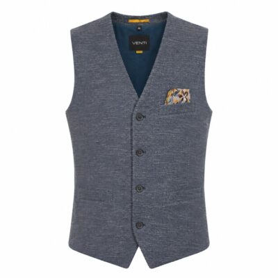 Venti mellény enyhén karcsúsított (modern fit) kék-fehér stretch