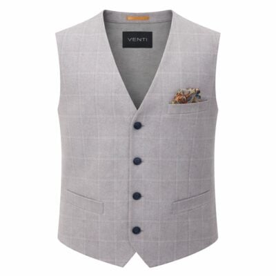 Venti modern fit világosszürke kockás mellény 544172100-700