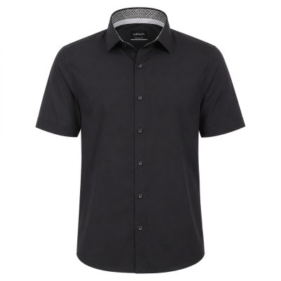 Venti rövid ujjú ing enyhén karcsúsított (modern fit) fekete vasalásmentes