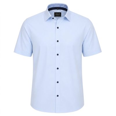 Venti rövid ujjú ing enyhén karcsúsított (modern fit) világoskék sötétkék gombos, vasalásmentes
